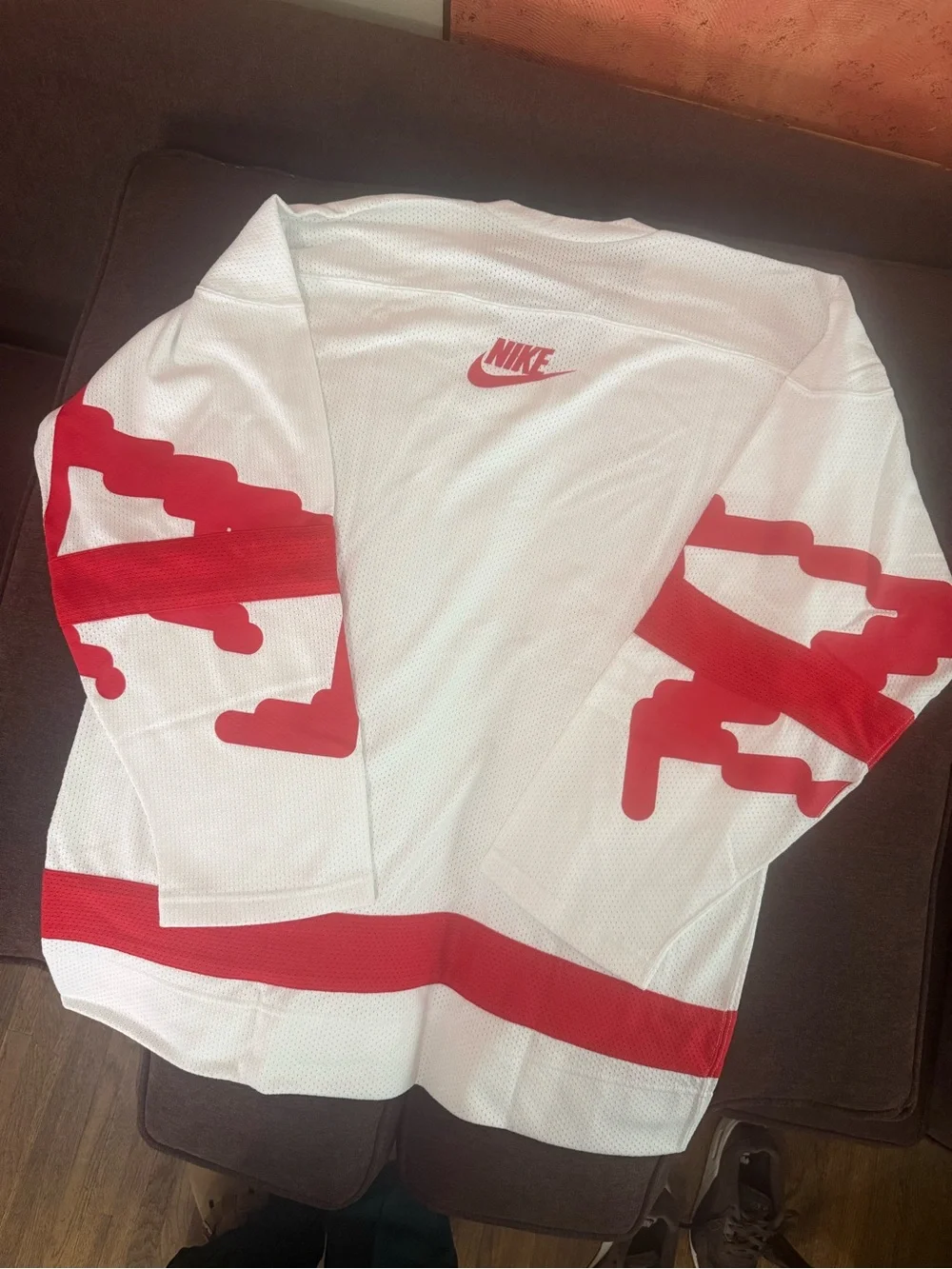 Nike White and Red Men's Jersey